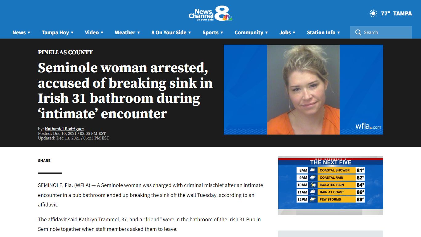 Seminole woman arrested, accused of breaking sink in Irish ...